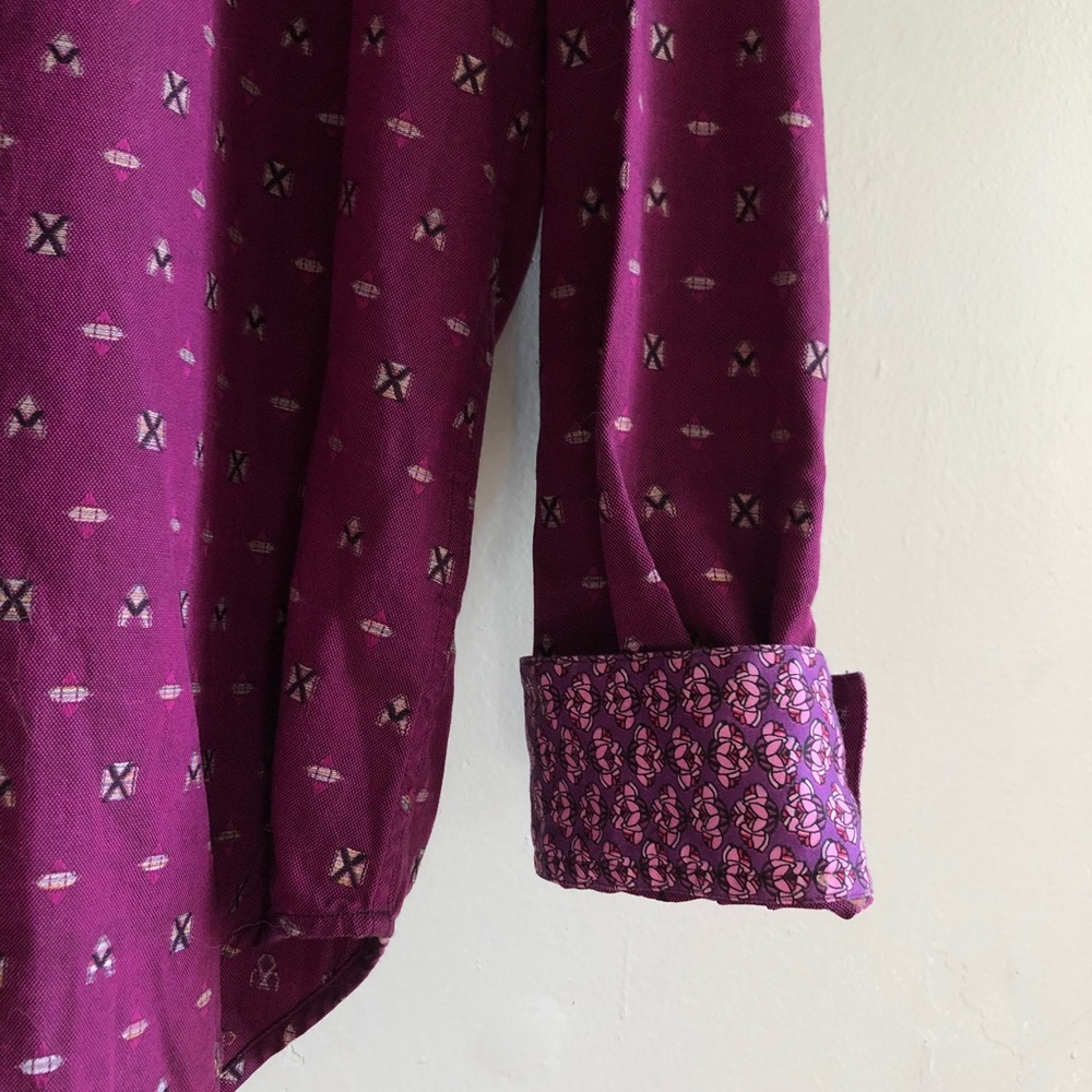 Robert Graham Purple Floral Flip Cuff Shirt XL - Picture 8 of 8